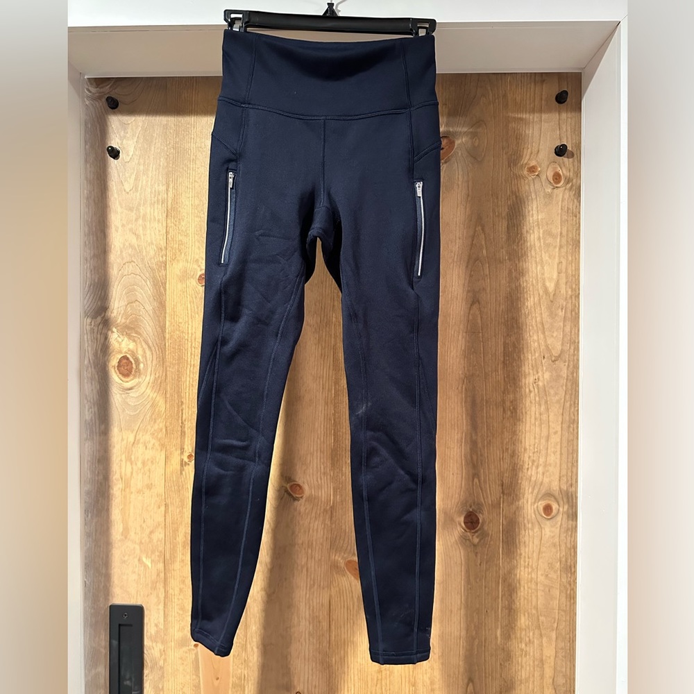 Athleta Navy fleece lined leggings Sz XS